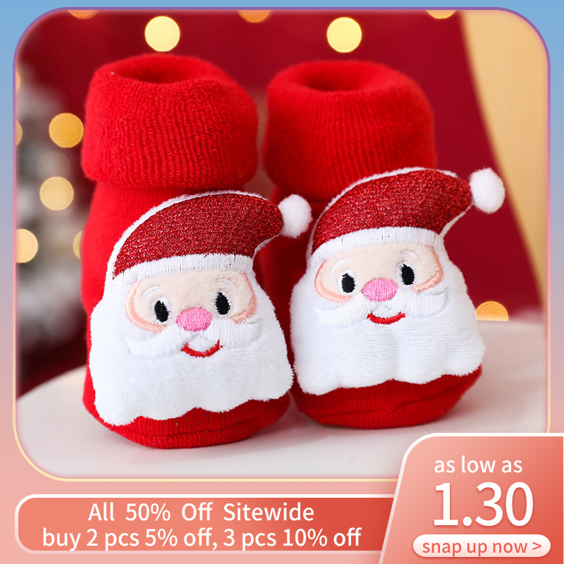 Winter Clothing Activities For Toddlers - かわいいベビークリスマスソックス冬暖かい幼児綿靴下漫画クリスマス人形幼児ノンスリップソックス女の子男の子新生児服