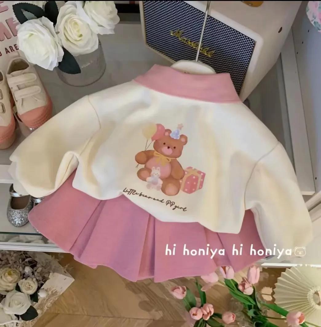 Winter Clothing Activities For Toddlers - クマの絵が描かれた子供服セット,トップスとスカート,女の赤ちゃんの衣装,1〜6歳の赤ちゃん,2個