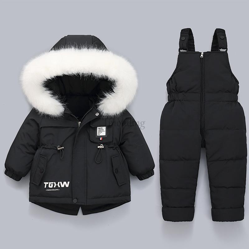 Winter Clothing Activities For Toddlers - 幼児の赤ちゃん女の子服セット冬防寒着 0-3 年ベビー暖かいダウンジャケット厚い毛皮のフード付きコートとジャンプスーツスーツ