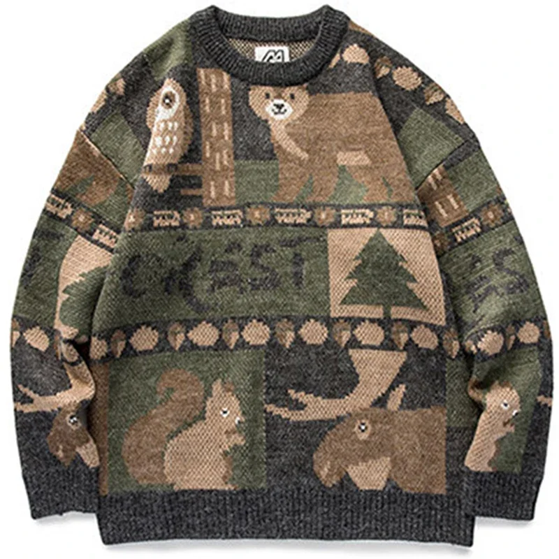 Winter Clothing Cute - 男性と女性の日本のかわいいクマのニットセーター、ヴィンテージプルオーバー、ヒップホップトップス、原宿ストリートウェア、冬の服、y2k