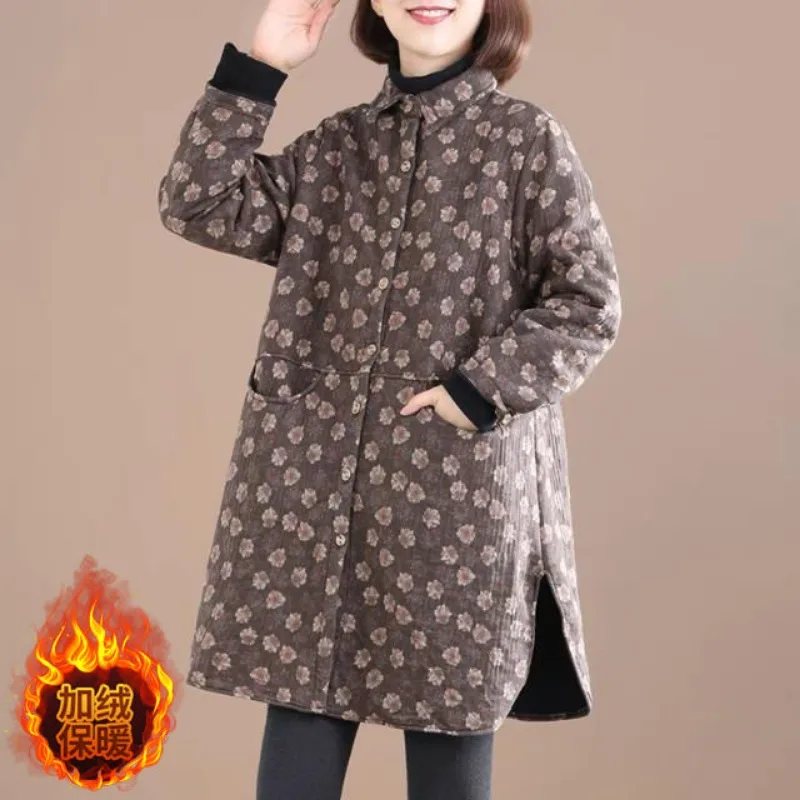 Winter Clothing Trends For Women - 女性用シングルブレストフリースコート,ヴィンテージフローラルプリント,暖かいパーカー,婦人服,春,秋,トレンド,新作