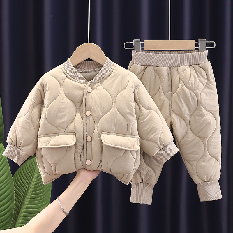 Winter Clothing Activities For Toddlers - 新しい冬用ベビー男の子服セット 子供用厚手無地ジャケットとパンツ 2点セット キッズ女の子服 幼児用アウトフィット