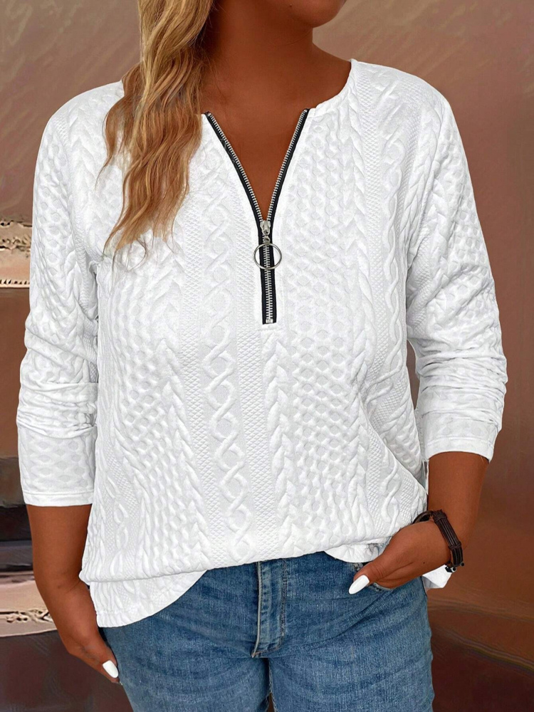 Winter Clothing Trends For Women - 婦人服秋/春 Tシャツハーフジッパー服女性のための女性のトレンド Tシャツプラスサイズ長袖 Tシャツ女性
