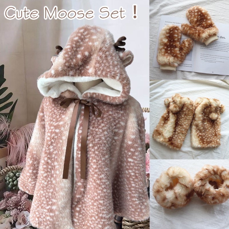 冬の女性用日本製ぬいぐるみ風キュートな鹿柄プリントクリスマス - Winter Clothing Cute のレビューと価格