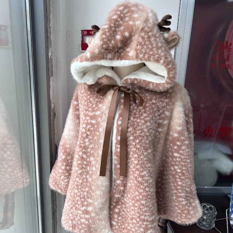 冬の女性用日本製ぬいぐるみ風キュートな鹿柄プリントクリスマス - Winter Clothing Cute のレビューと価格
