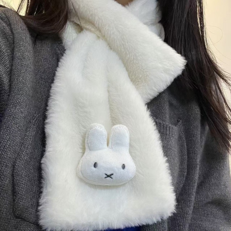白いミッフィーのスカーフ |   多用途な秋冬用ネックウォー - Winter Clothing Cute のレビューと価格