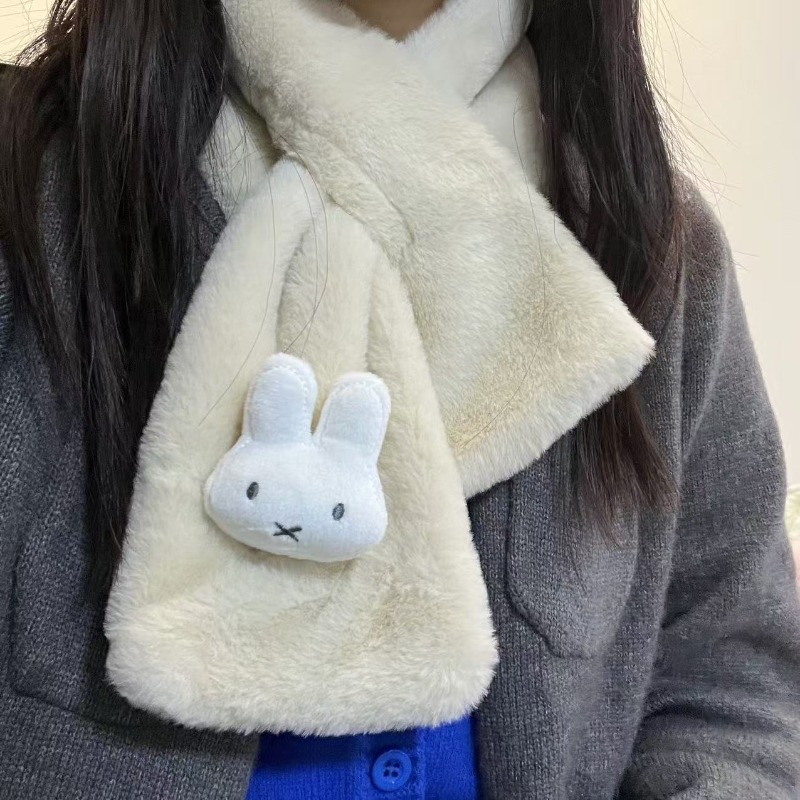 白いミッフィーのスカーフ |   多用途な秋冬用ネックウォー - Winter Clothing Cute のレビューと価格