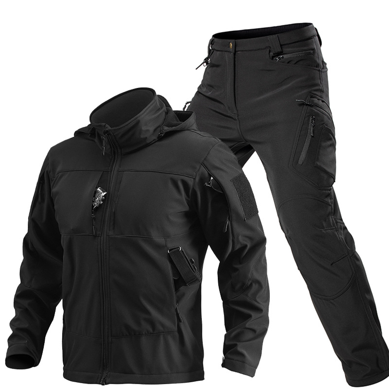 男性用アウトドアタクティカルソフトシェルスーツ フード付きフ - Winter Clothing Matching のレビューと価格