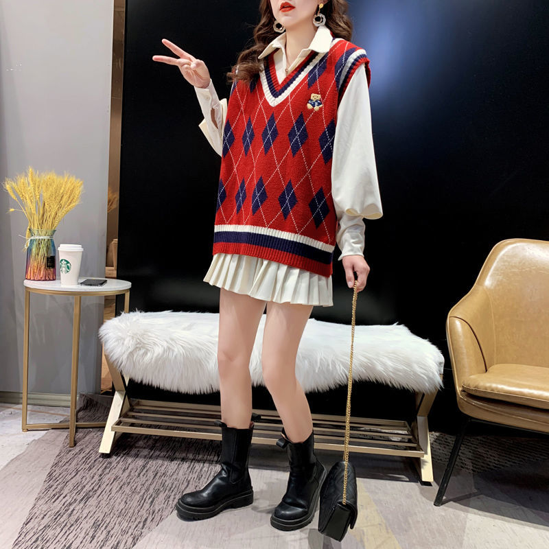 レッドニットベスト レディース ノースリーブ チョッキ 冬  - Winter Clothing Trends For Women のレビューと価格