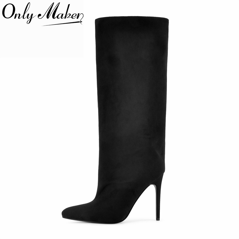 Onlymaker ブラック フェイクスエード ニーハイブー - Winter Clothing Clearance Sale のレビューと価格