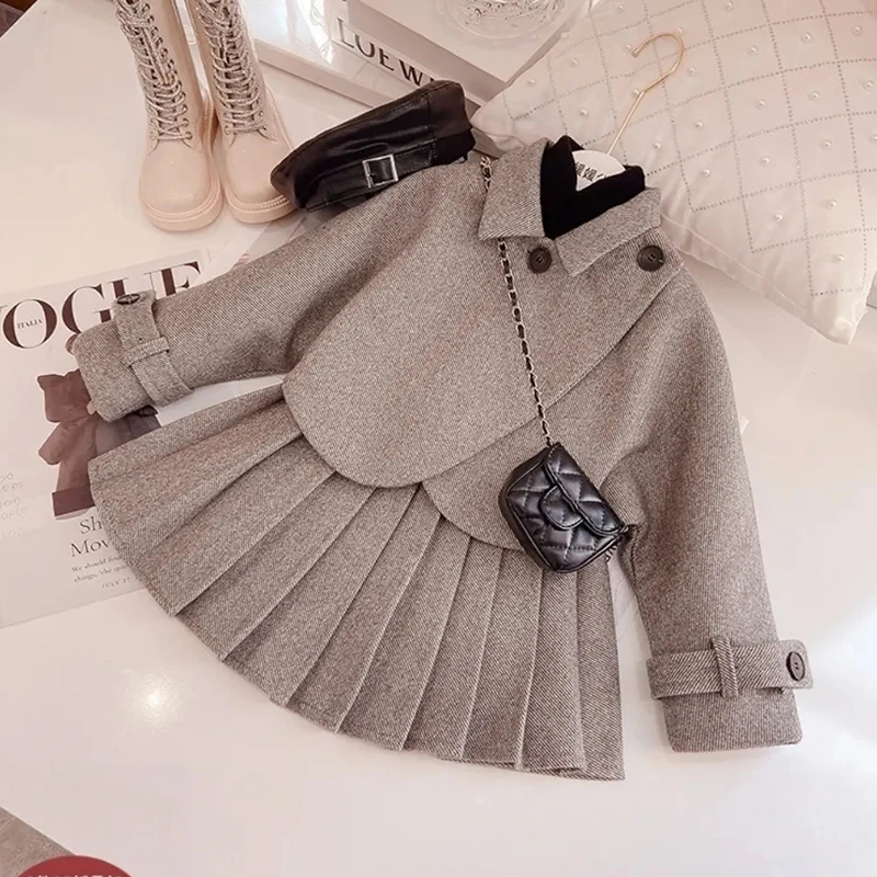 女の子服セット秋冬キッズアウター + ドレス 2 個子供プリ - Winter Clothing Activities For Toddlers のレビューと価格