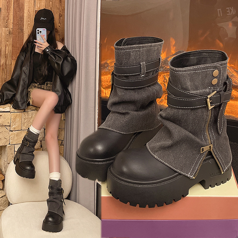 女性のためのアンクルブーツカウボーイフラットプラットフォーム - Winter Clothing Clearance Sale のレビューと価格
