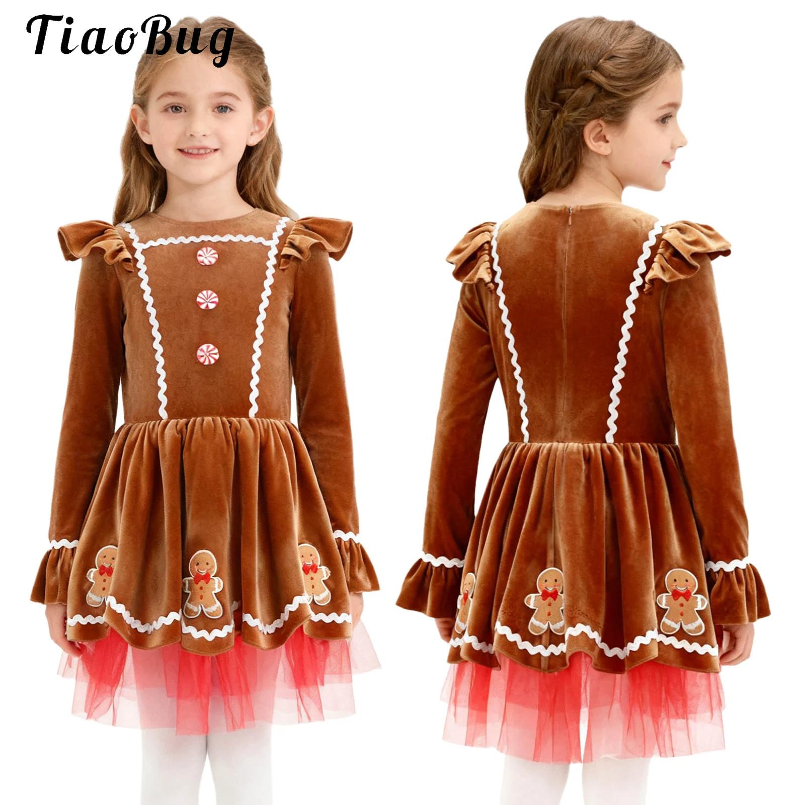 女の子ジンジャーブレッドコスチュームかわいい長袖ベルベットハ - Winter Clothing Cute のレビューと価格