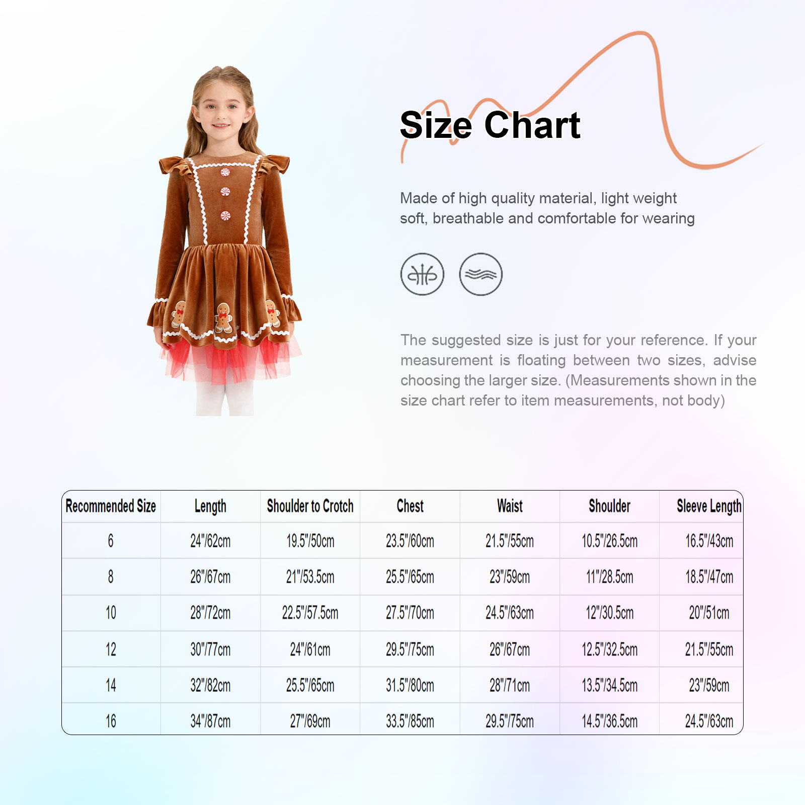 女の子ジンジャーブレッドコスチュームかわいい長袖ベルベットハ - Winter Clothing Cute のレビューと価格