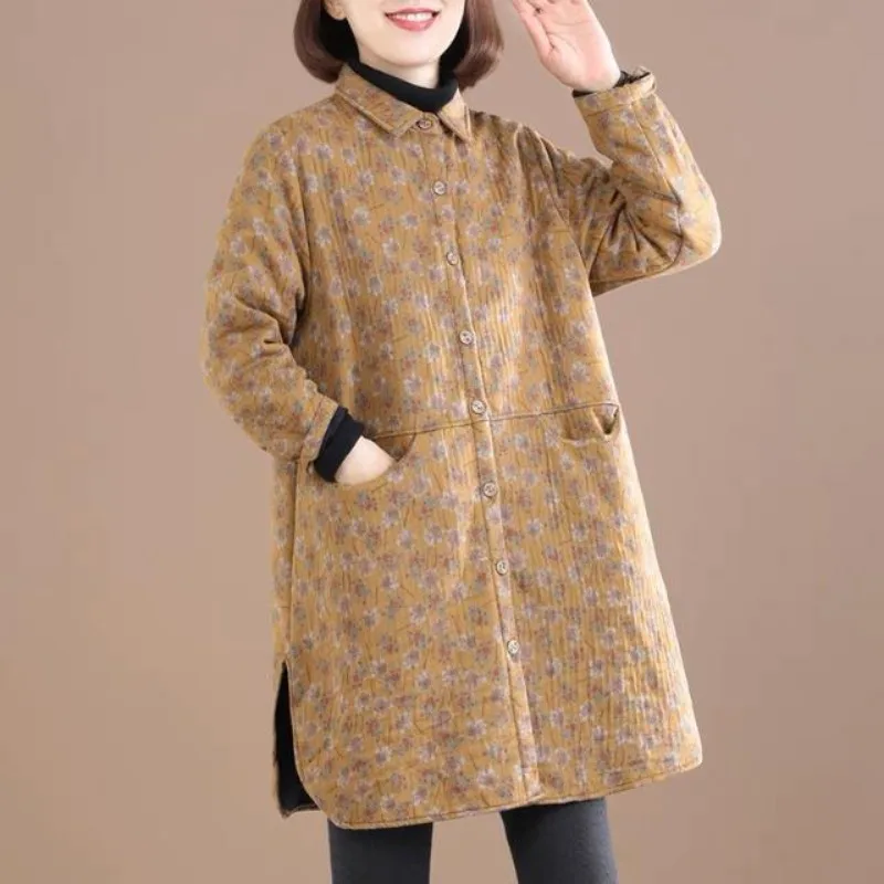女性用シングルブレストフリースコート,ヴィンテージフローラル - Winter Clothing Trends For Women のレビューと価格