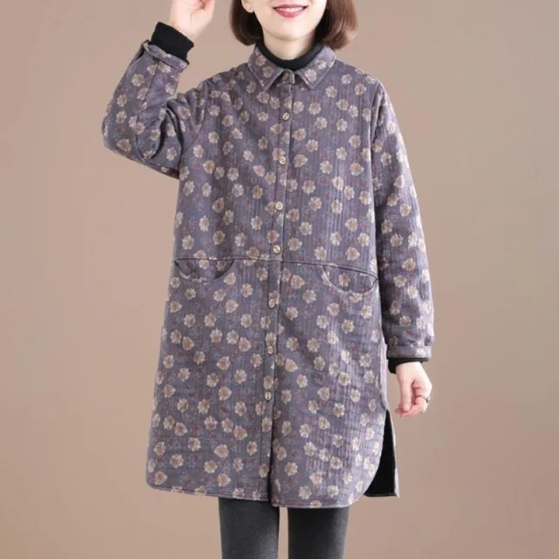 女性用シングルブレストフリースコート,ヴィンテージフローラル - Winter Clothing Trends For Women のレビューと価格