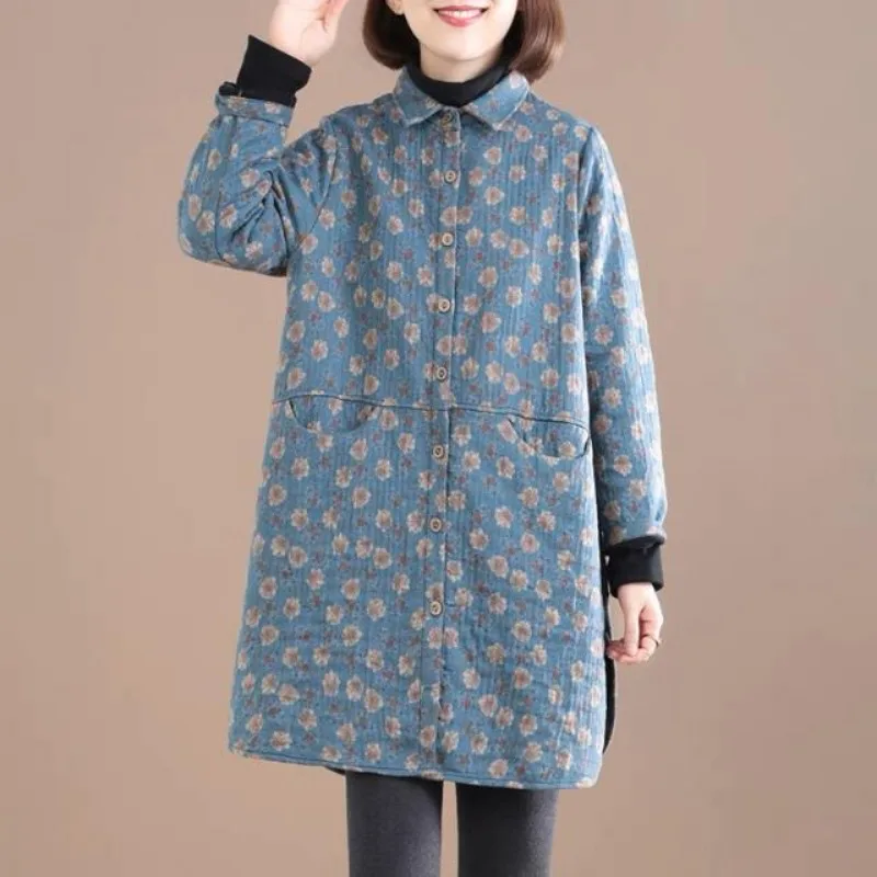 女性用シングルブレストフリースコート,ヴィンテージフローラル - Winter Clothing Trends For Women のレビューと価格
