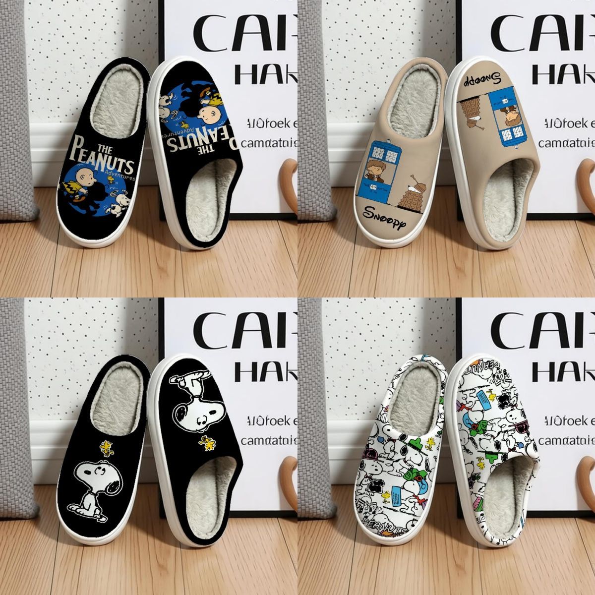 かわいいスヌーピーピーナッツ漫画コットンスリッパ冬暖かいフリ - Winter Clothing Cute のレビューと価格