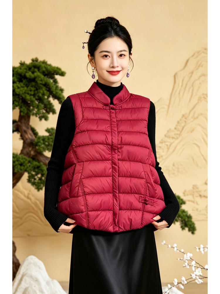レディースチャイナスタイル暖かいベスト 軽量コットン 秋冬ア - Winter Clothing Clearance Sale のレビューと価格
