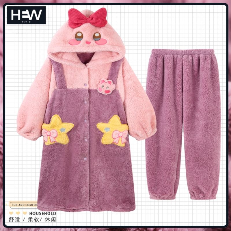 女性用カートゥーン柄コーラルベルベットパジャマセット、キュー - Winter Clothing Cute のレビューと価格