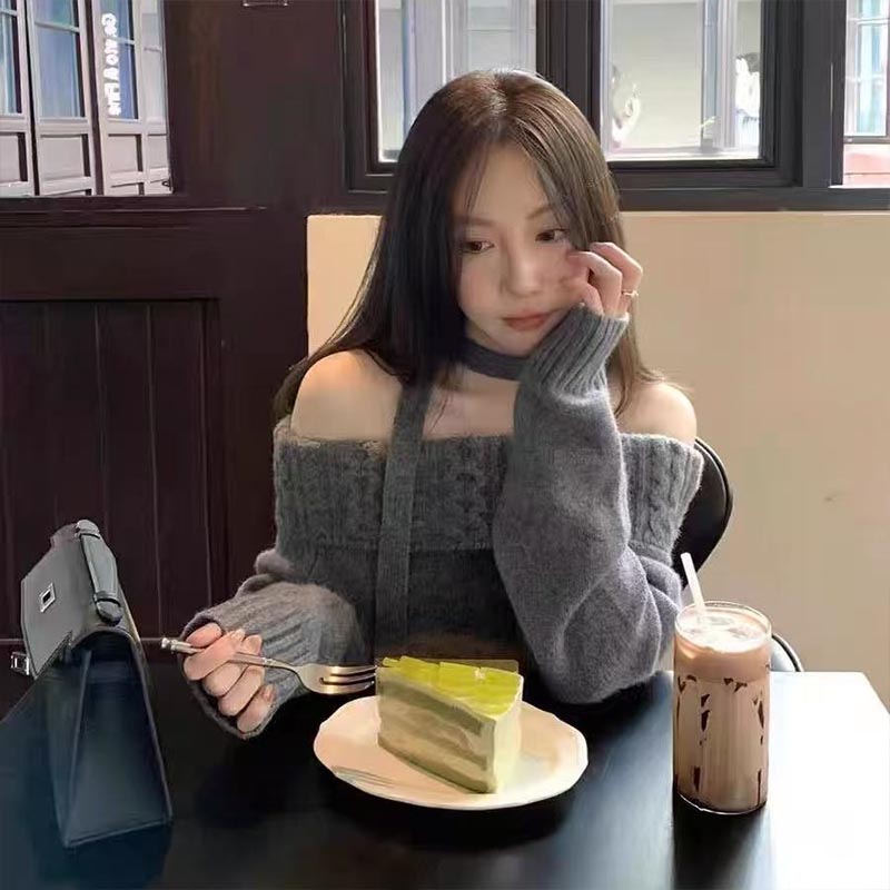 婦人服ファッションスラッシュネック長袖ニットプルオーバー秋冬 - Winter Clothing Trends For Women のレビューと価格