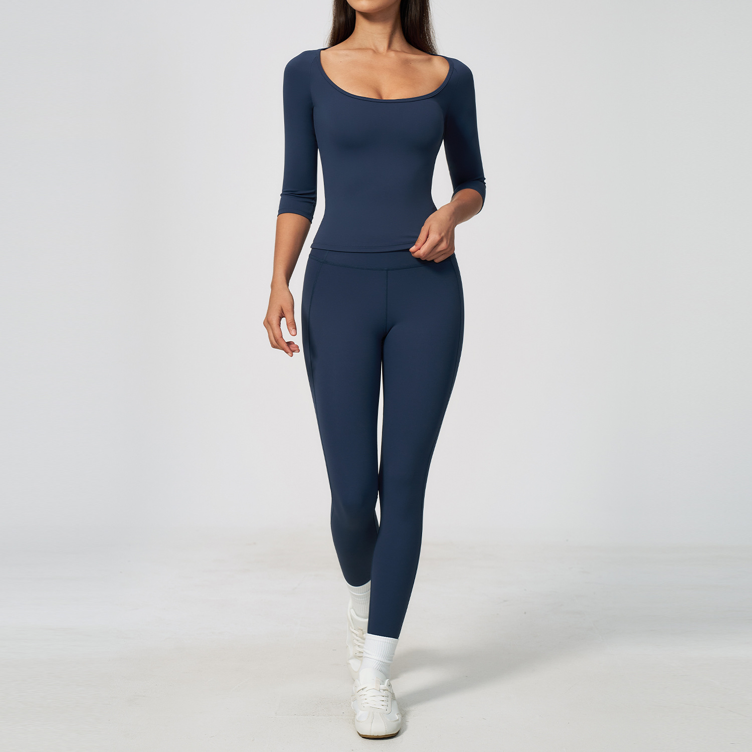 女性用ヨガセット2点セット 3/4丈袖 ホルターネック クロ - Winter Clothing Trends For Women のレビューと価格