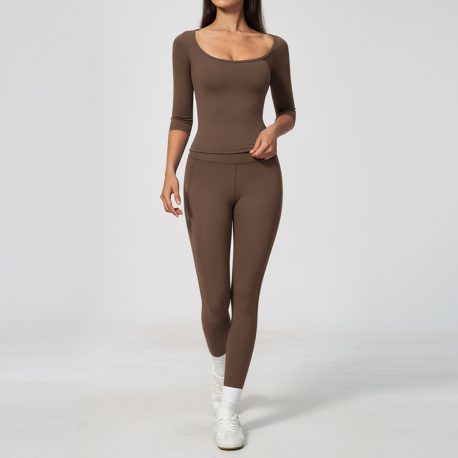 女性用ヨガセット2点セット 3/4丈袖 ホルターネック クロ - Winter Clothing Trends For Women のレビューと価格