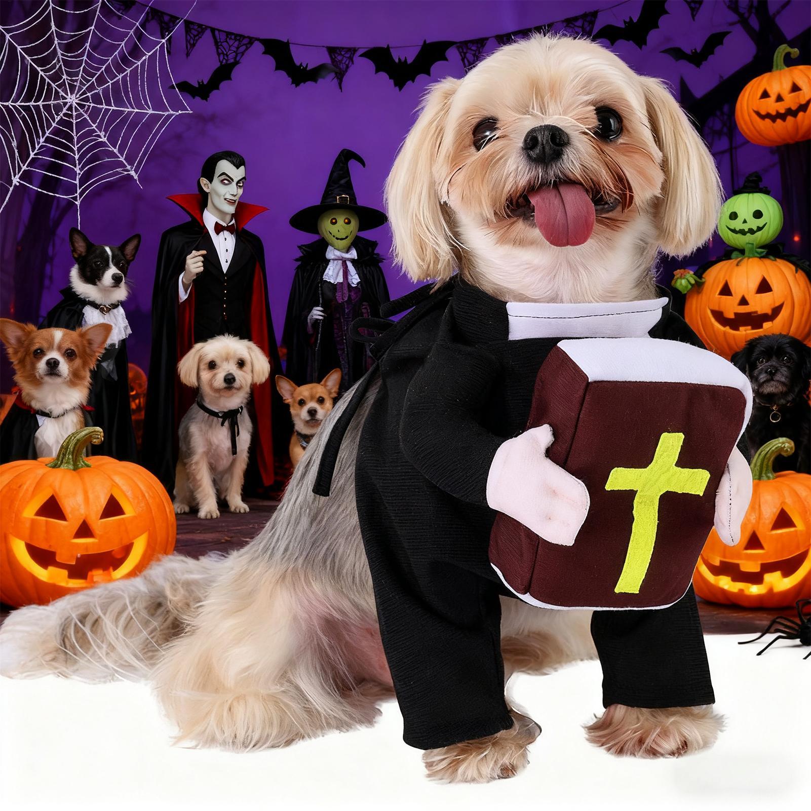 犬のコスプレ衣装面白い犬の司祭聖書付き衣装かわいいペットのド - Winter Clothing Dress Up のレビューと価格